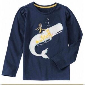 Gymboree I Speak Whale Cotton Long Sleeve Tee Girls Size 8 EUC